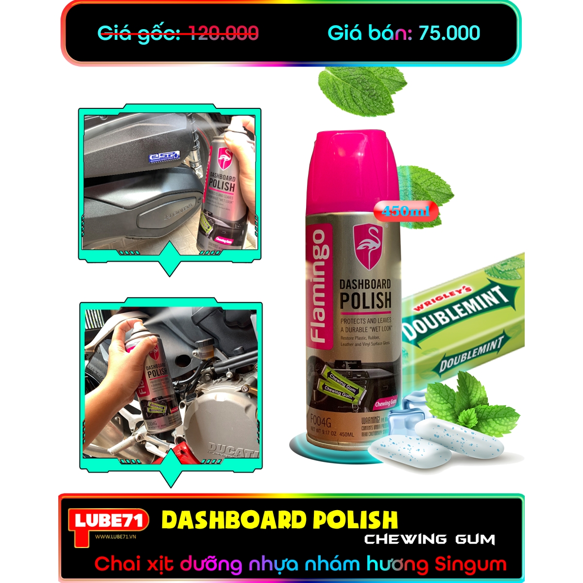 Chai xịt dưỡng nhựa nhám hương Singum - DASHBOARD POLISH CHEWINGUM F004G