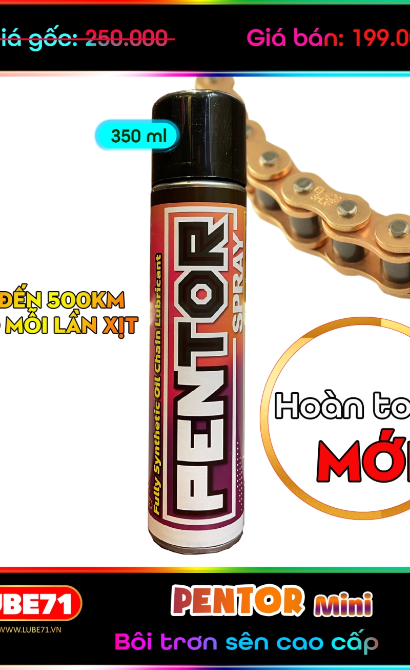 PENTOR Mini - Dưỡng sên cao cấp chống văng, đi được đến 500km cho mỗi lần xịt 
