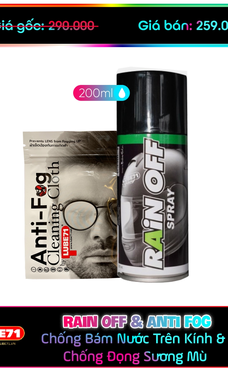 COMBO CHỐNG BÁM NƯỚC TRÊN KÍNH & CHỐNG ĐỌNG SƯƠNG MÙ KHI ĐI MƯA